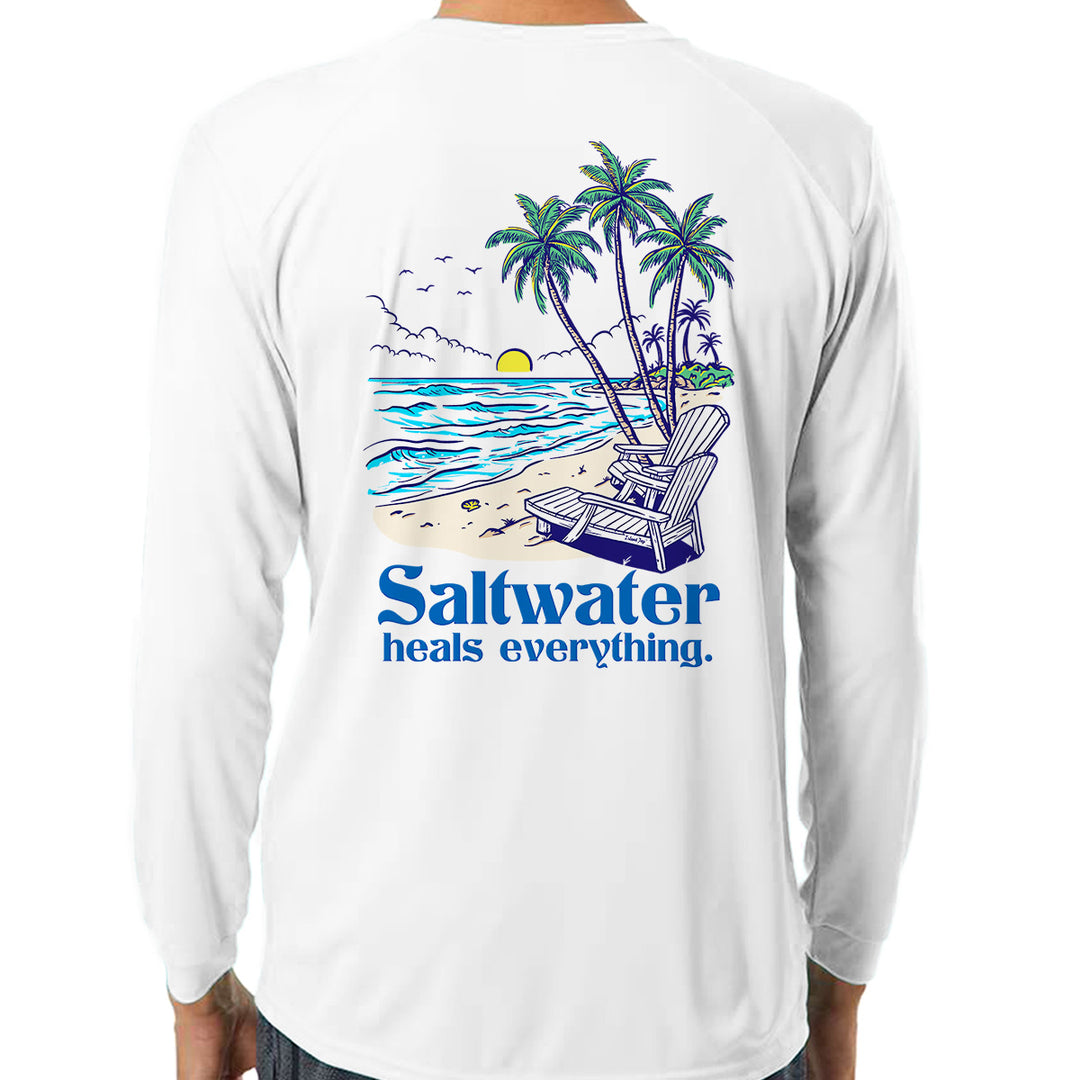 Saltwater Heals Everything UV Performance Long Sleeve Shirt White
