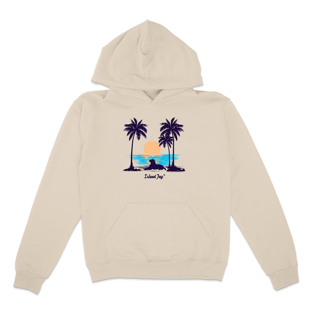 Sunset beach dog hoodie