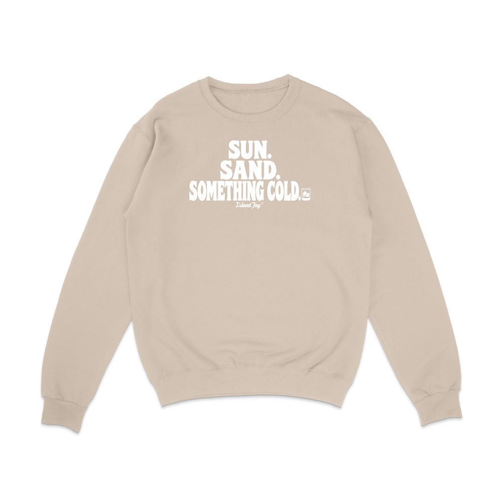 Sandstone sweatshirt with Sun Sand and Something Cold Design