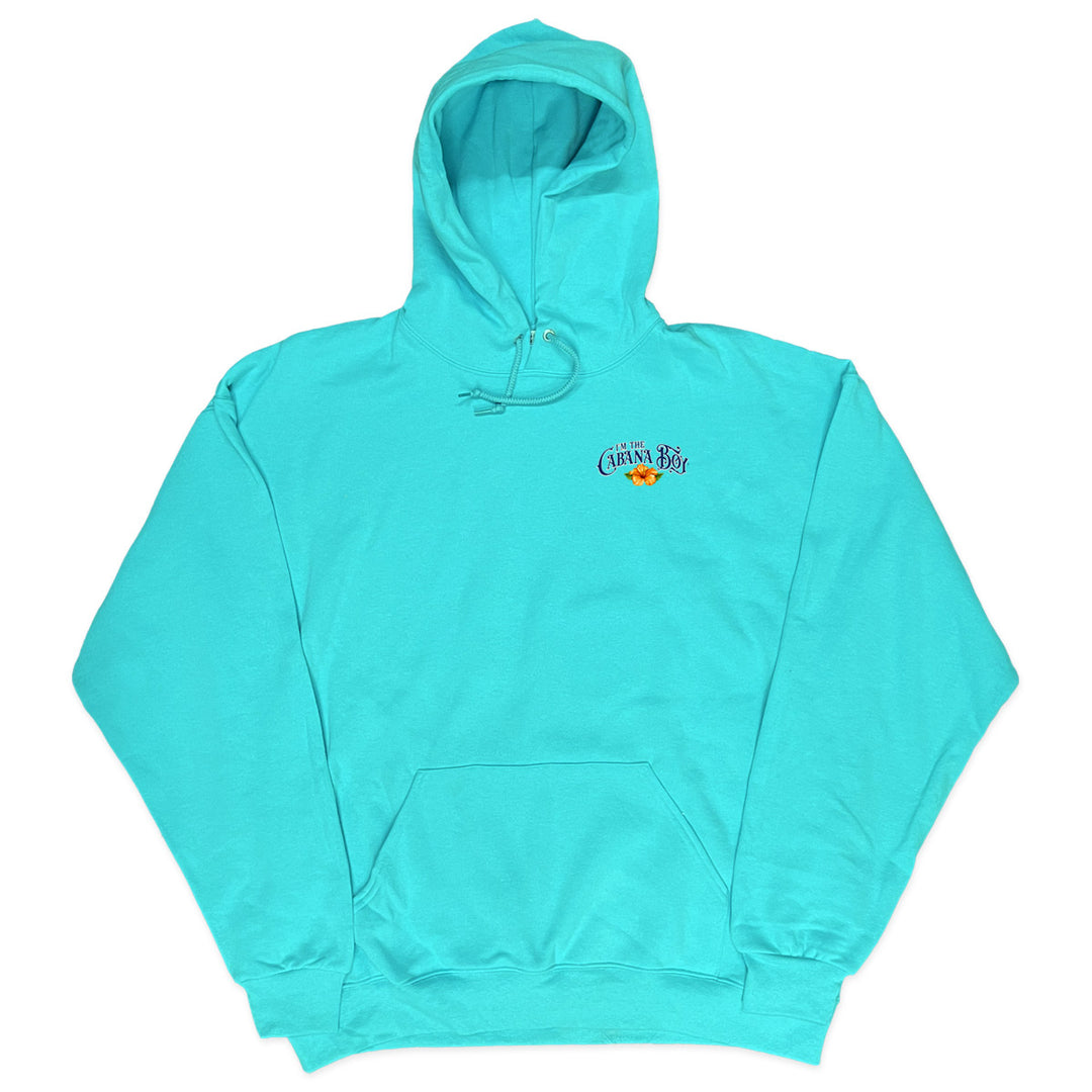 I'm The Cabana Boy Keeping You and Your Drinks Wet Beach Hoodie - Scuba Blue Front Logo