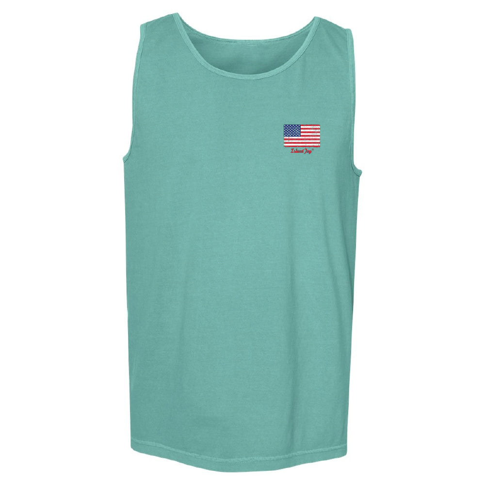 tank top with USA Flag with Island Jay Logo below it