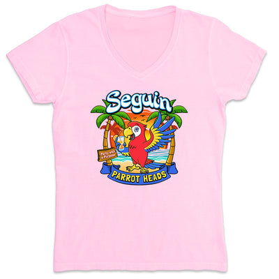Women's Seguin Parrot Head Club V-Neck T-Shirt Light Pink