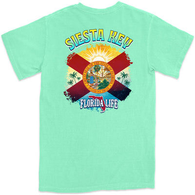 Siesta Key Florida State Flag T-Shirt Island Reef Green