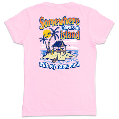 Women's Somewhere There Is An Island V-Neck T-Shirt Light Pink