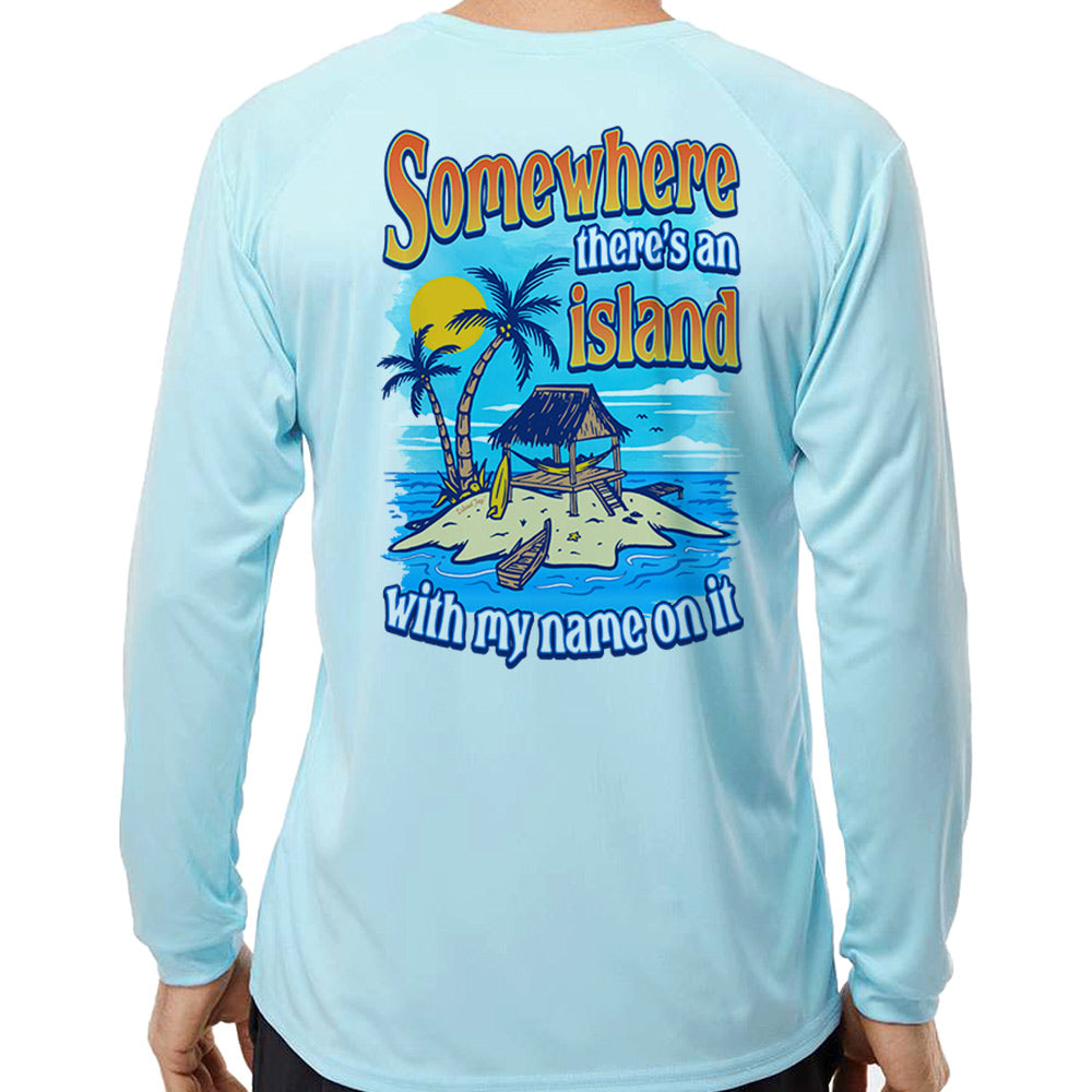 Somewhere There Is An Island UV Performance Long Sleeve Shirt Ice Blue