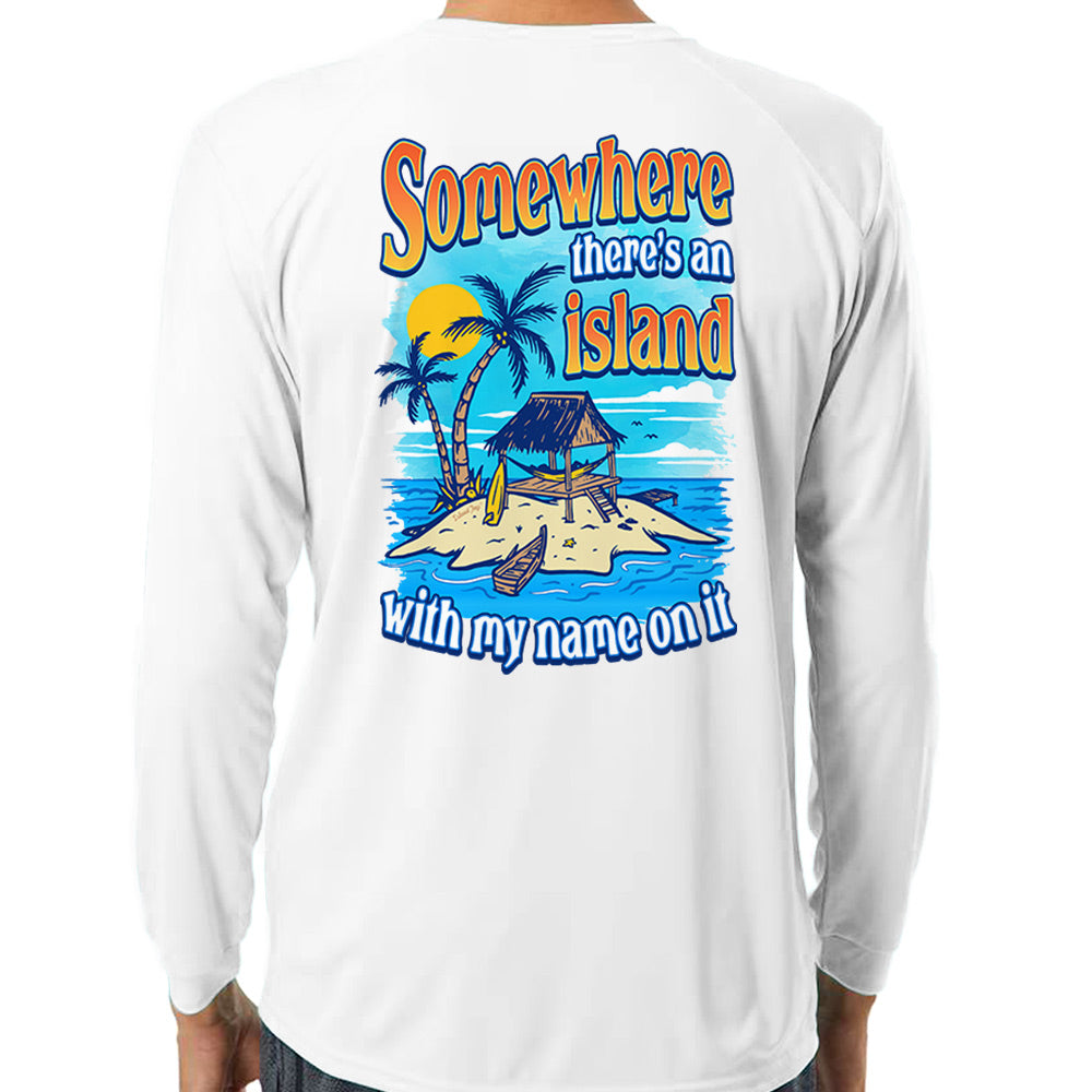 Somewhere There Is An Island UV Performance Long Sleeve Shirt Ocean White