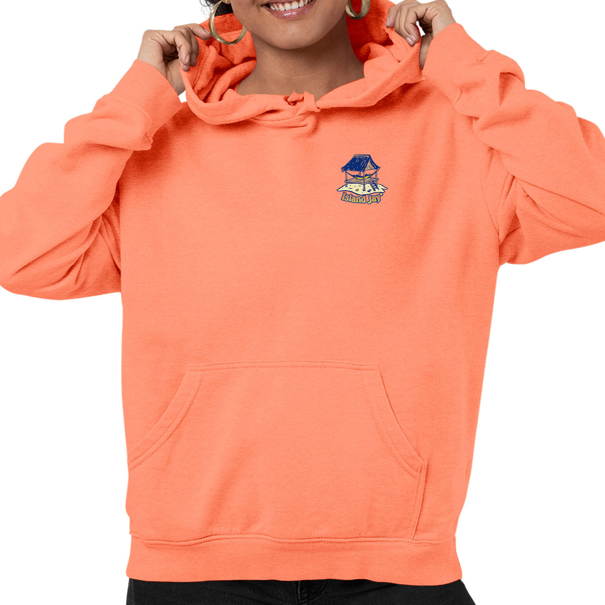 Somewhere There Is An Island Soft Style Pullover Hoodie Heather Coral