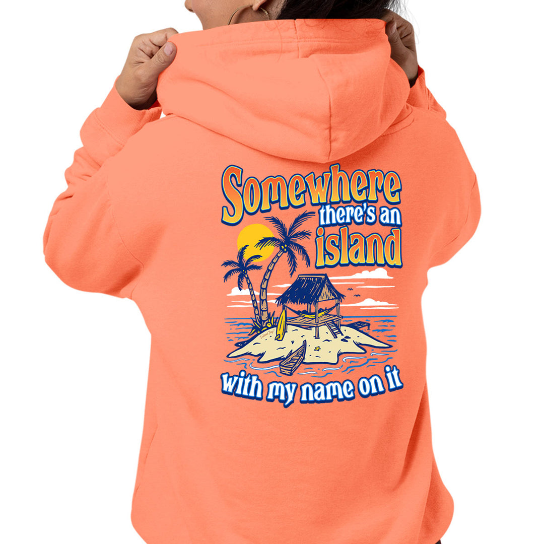 Somewhere There Is An Island Soft Style Pullover Hoodie Heather Coral