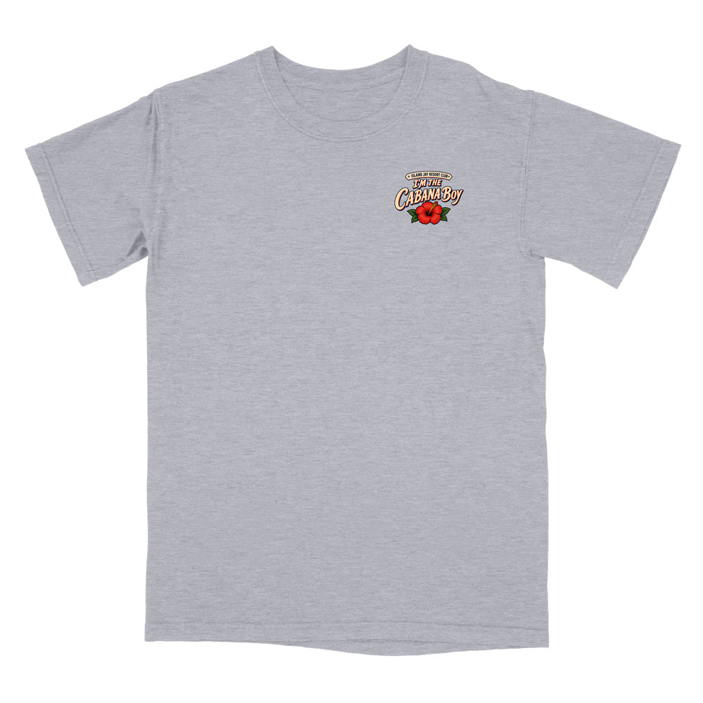 A heather gray short-sleeve crewneck t-shirt with a small graphic on the left chest featuring the words 'The Best Champion' in a stylized font above a red rose.