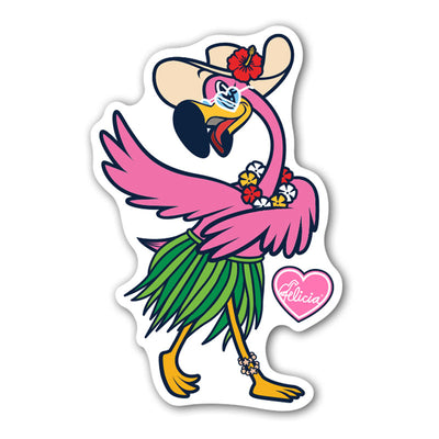 Felicia The Flamingo Hula Ways Die Cut Beach Sticker