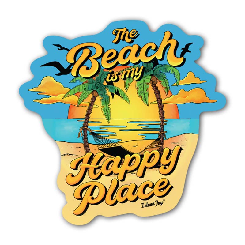 The Beach Is My Happy Place Sunset Die Cut Beach Sticker