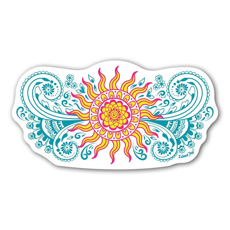 Our Sun Goddess Beach Sticker is outdoor rated and featured a beautiful sun with a tropical pattern.