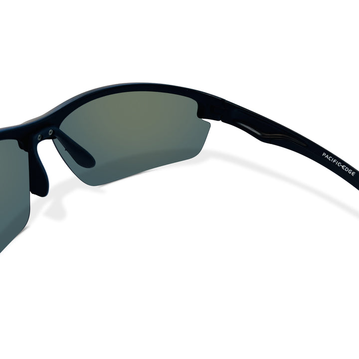 Pacific Edge Sport Polarized Sunglasses - Black Frame & Yellow Mirror Lens Back