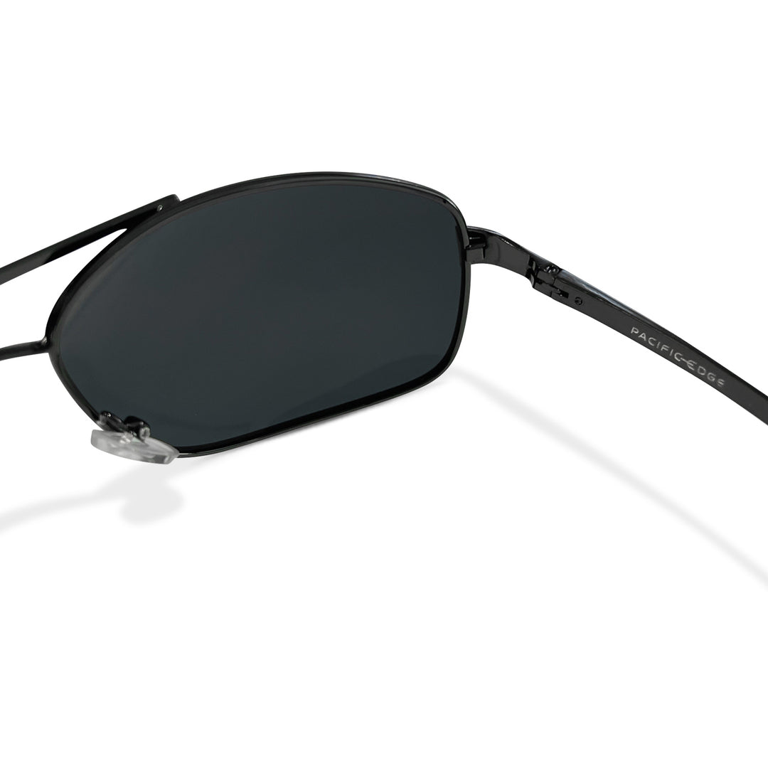 Pacific Edge Aviator Polarized Sunglasses with Flex Frame - Dark Grey Frame & Black Smoke Lens