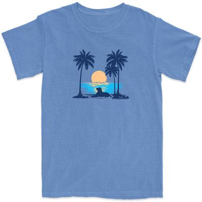 Sunset Beach Dog T-Shirt Flo Blue
