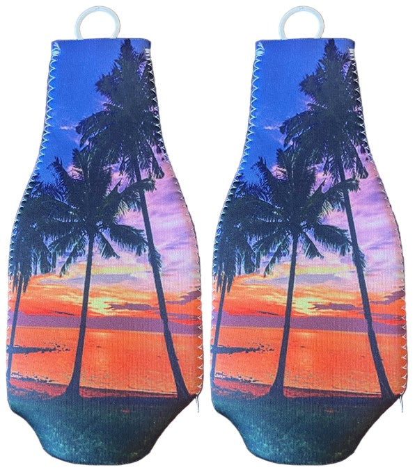 Sunset at the Beach Zippered Beer Bottle Cooler Sleeve Multi-Pack