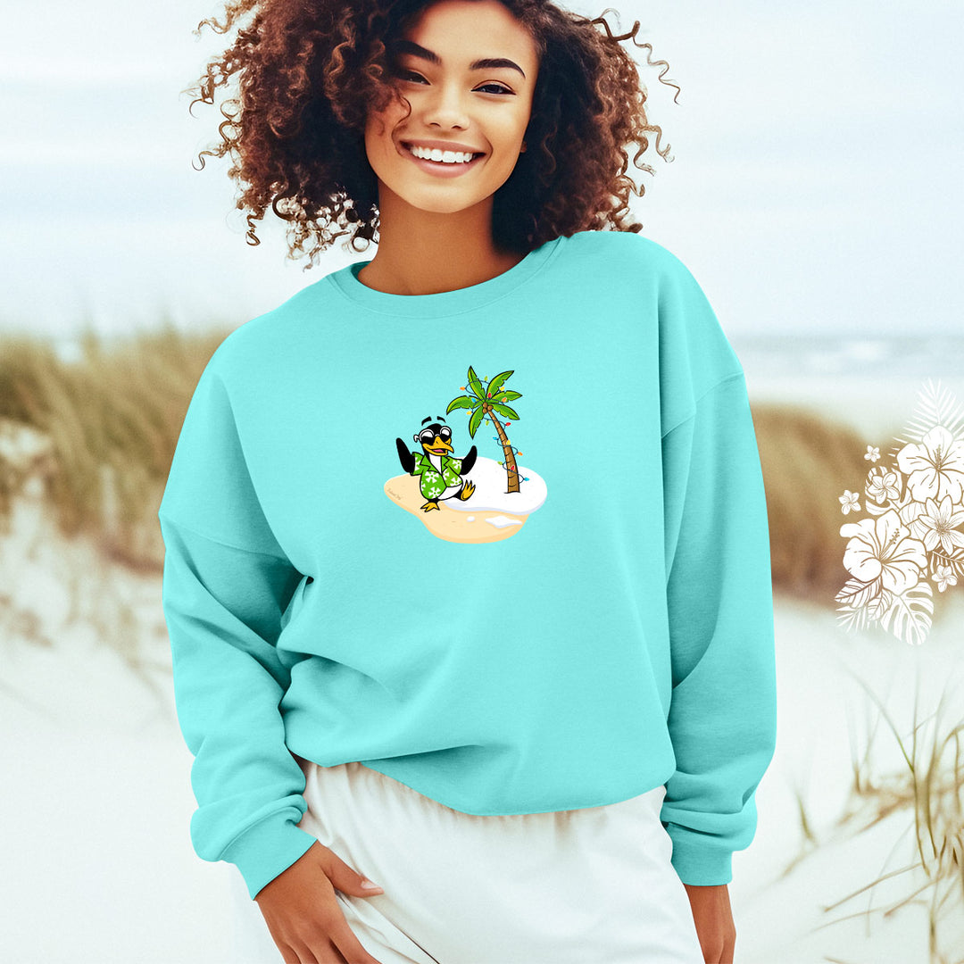 Tux's Beach Day Holiday Sweatshirt