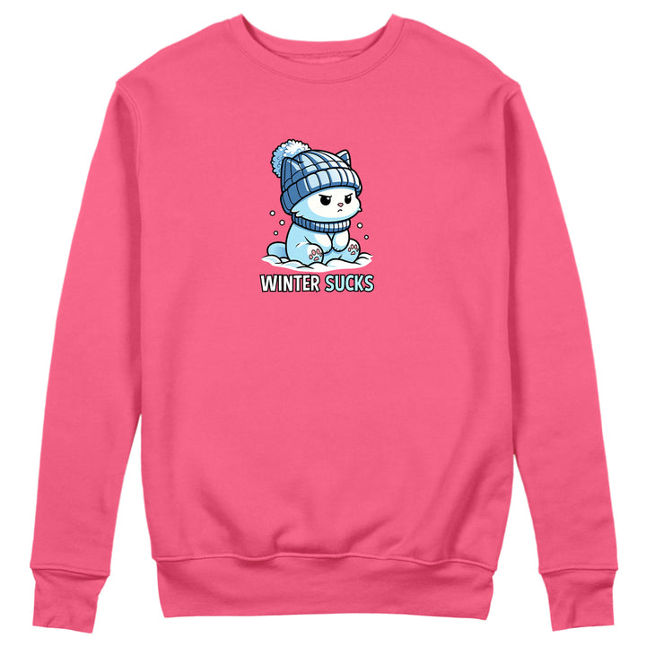 Chilly Kitty Sweatshirt Neon Pink