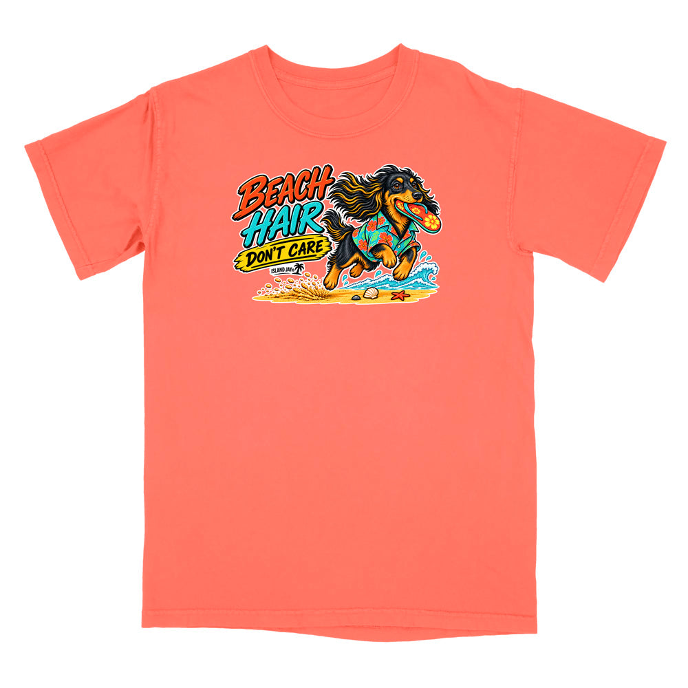 Beach Hair Don't Care Dog T-Shirt