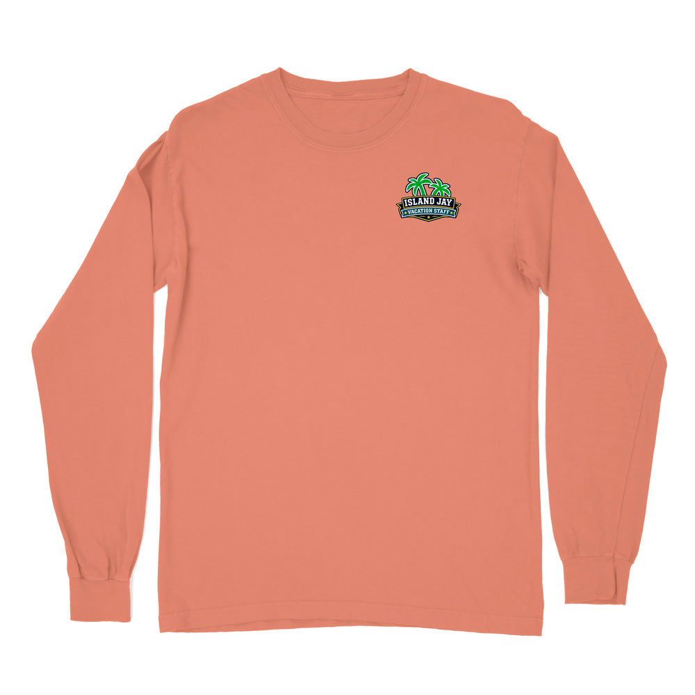 A peach-colored long-sleeve t-shirt with a small 'Pellissary Joint' logo printed on the left chest, displayed on a clean white background.