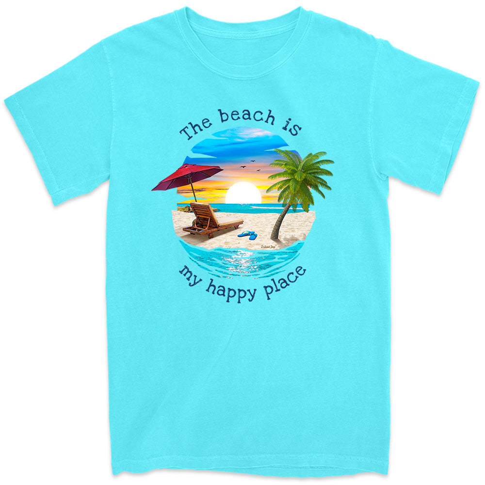 The Beach is my Happy Place Tropical Getaway T-Shirt Lagoon Blue