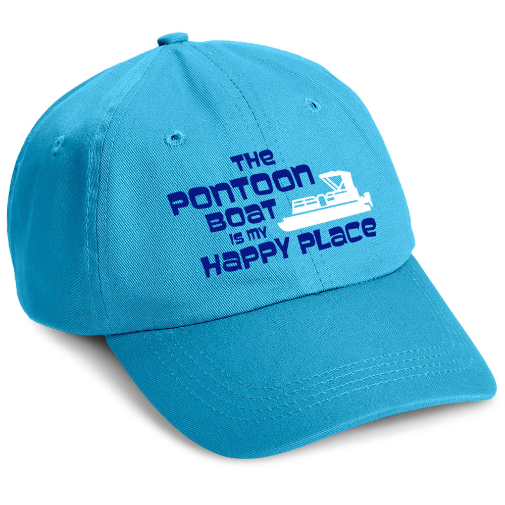 The Pontoon Boat Is My Happy Place Hat Caribbean Blue