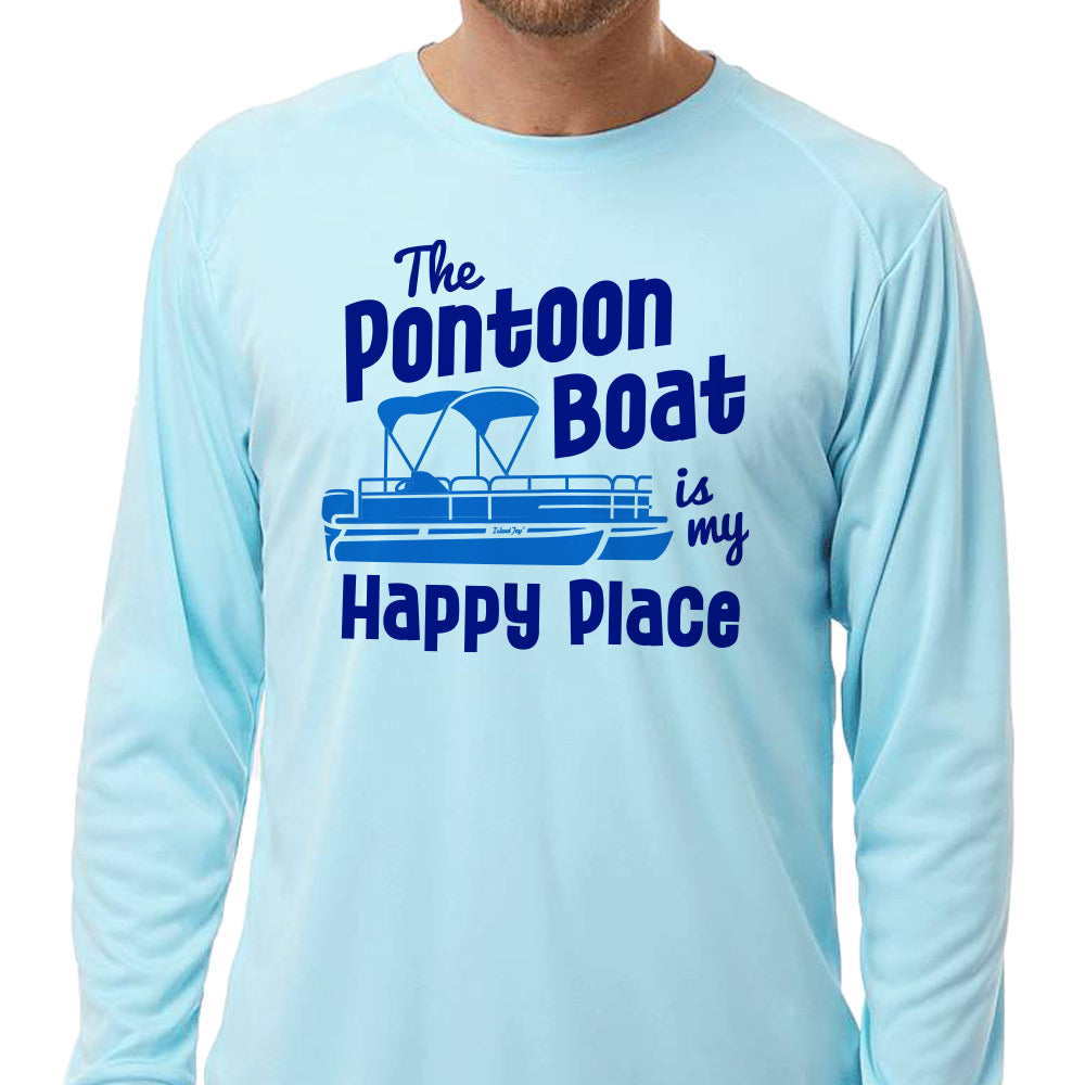 The Pontoon Boat Is My Happy Place UV Performance Long Sleeve Shirt Ice Blue