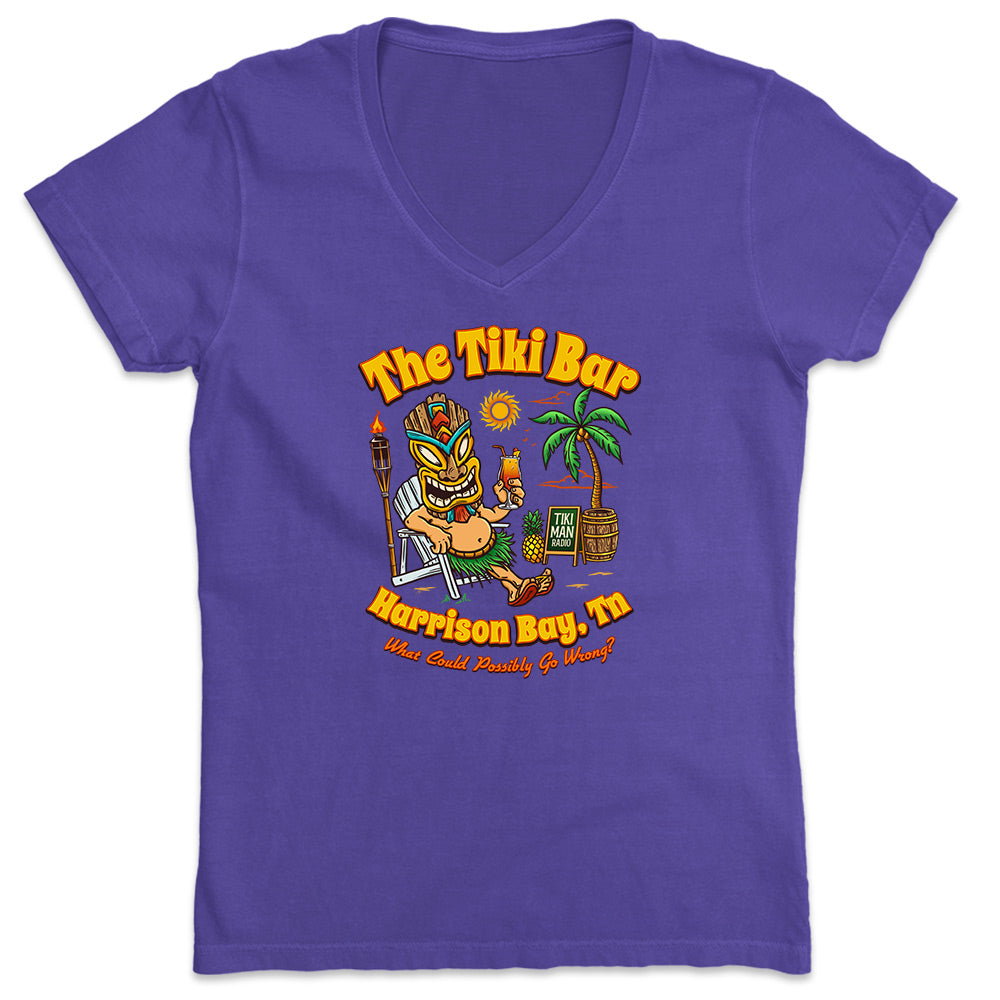 Women's The Tiki Bar V-Neck T-Shirt Purple