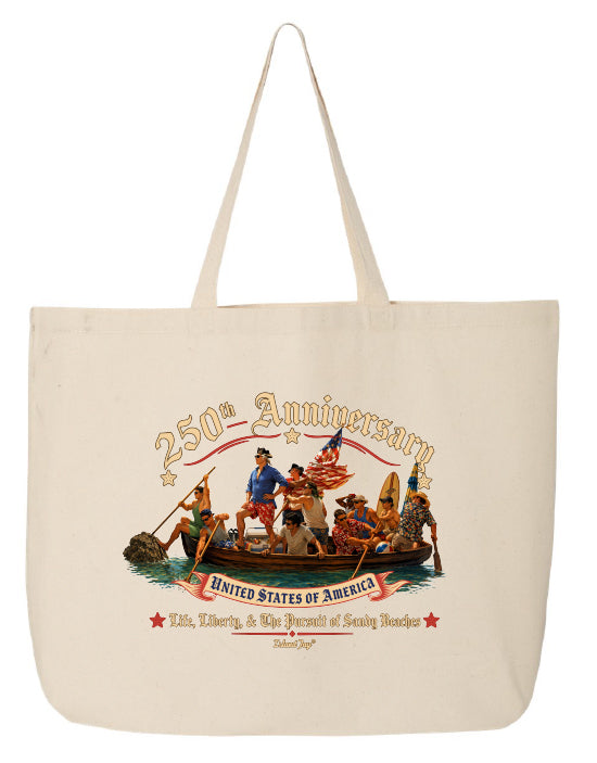 Tote bag with 250th Anniversary of the United States of America design on a white background