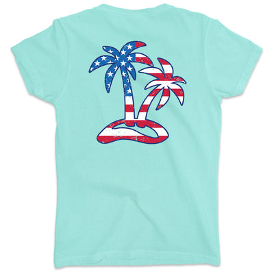 Women's Tropical Americana V-Neck T-Shirt Island Reef Green
