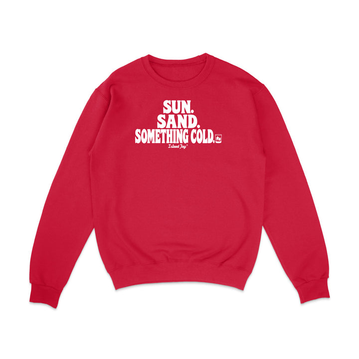 Red hoodie with Sun Sand and Something Cold Desgin