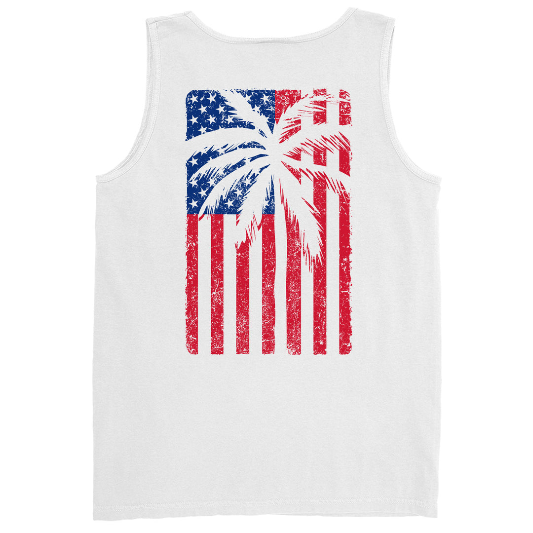 USA Flag & Palms Tank Top White