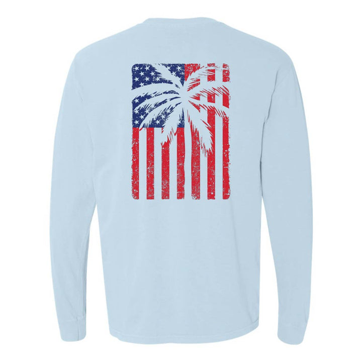 USA Flag & Palms Long Sleeve Shirt