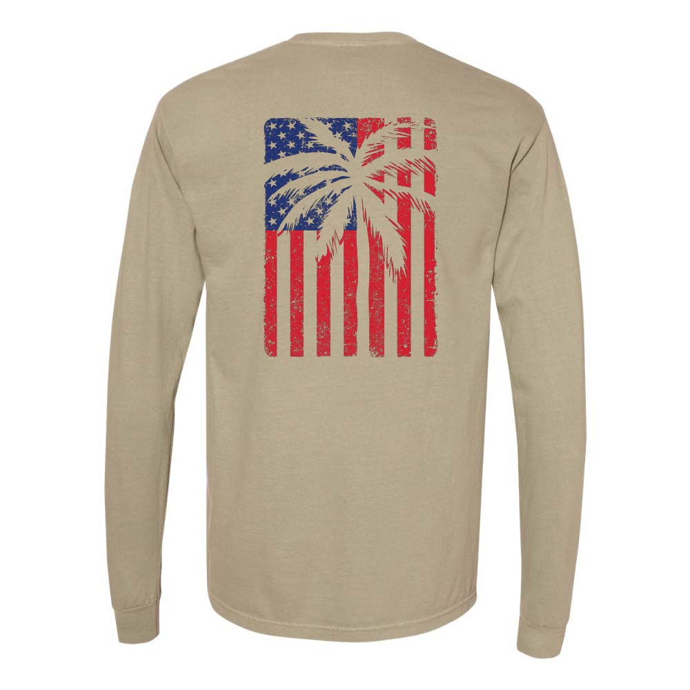 USA Flag & Palms Long Sleeve Shirt