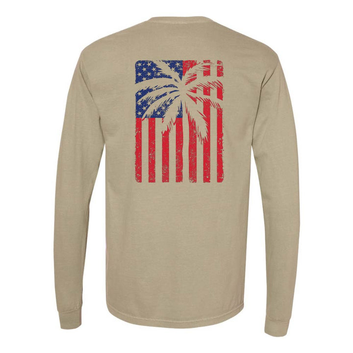 USA Flag & Palms Long Sleeve Shirt