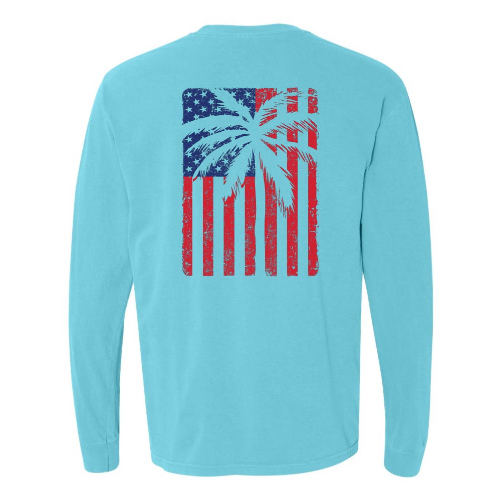 USA Flag & Palms Long Sleeve Shirt