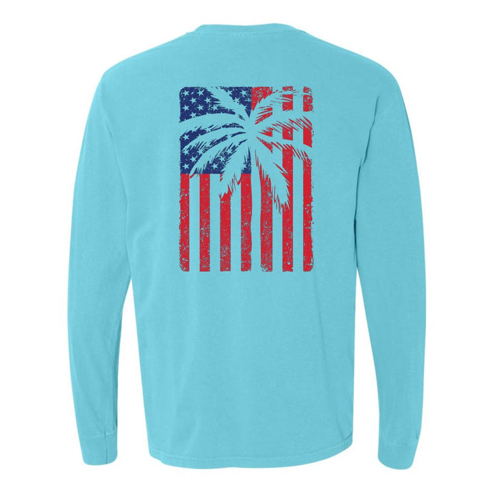 USA Flag & Palms Long Sleeve Shirt