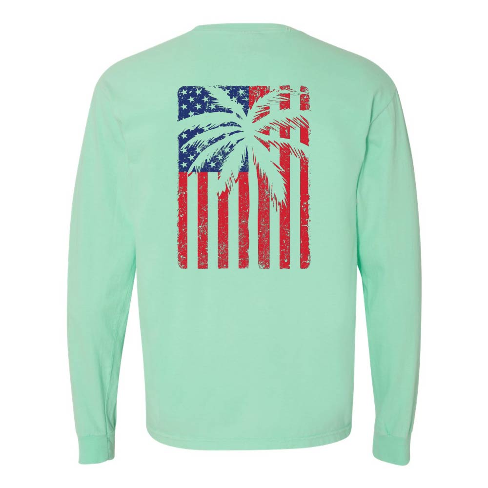 USA Flag & Palms Long Sleeve Shirt