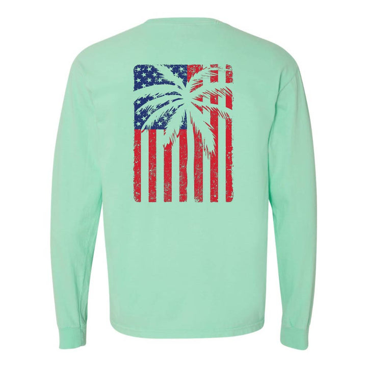 USA Flag & Palms Long Sleeve Shirt