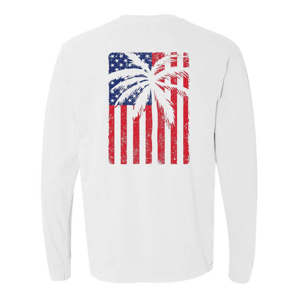 USA Flag & Palms Long Sleeve Shirt
