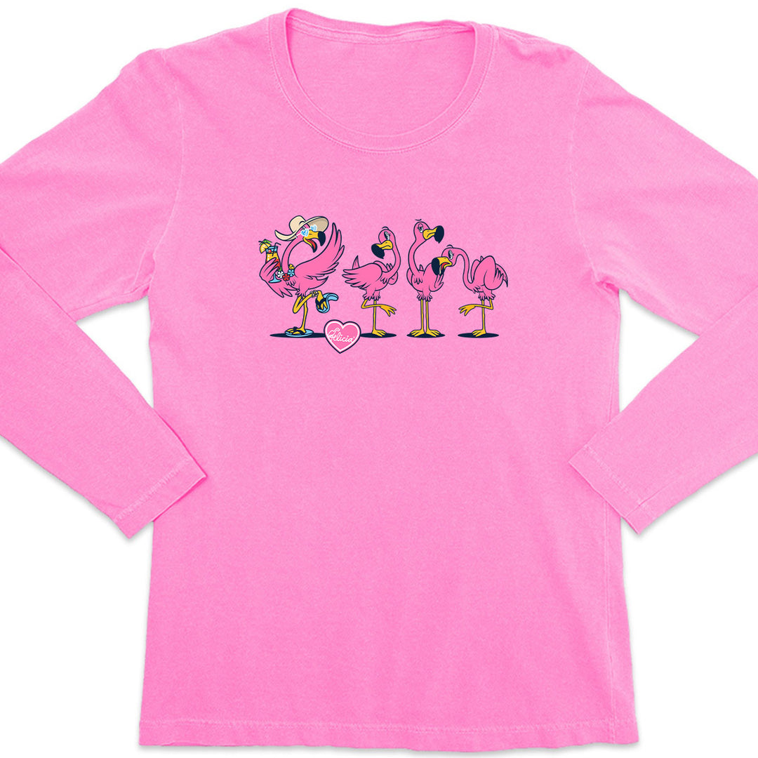 Women's Felicia Be Your Own Flamingo Long Sleeve T-Shirt