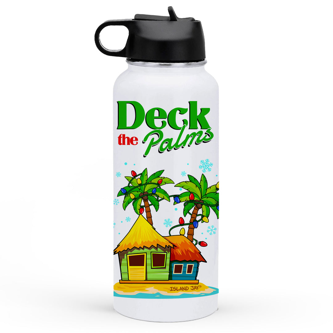 Deck The Palms 32oz Insulated Water Bottle. Keep your drink ice cold up to 24 hours.