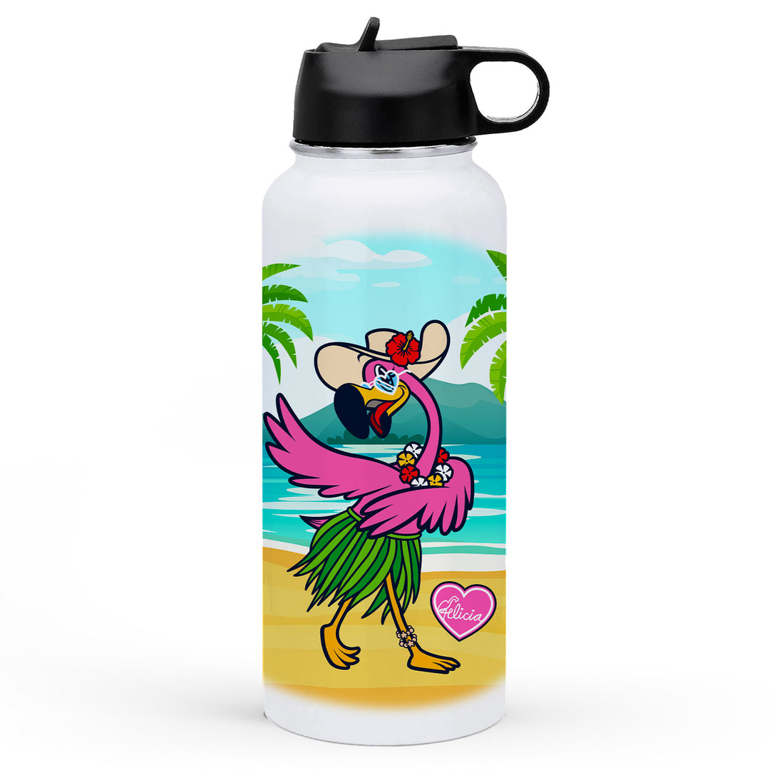 Felicia The Flamingo Hula Time 32oz Insulated Water Bottle