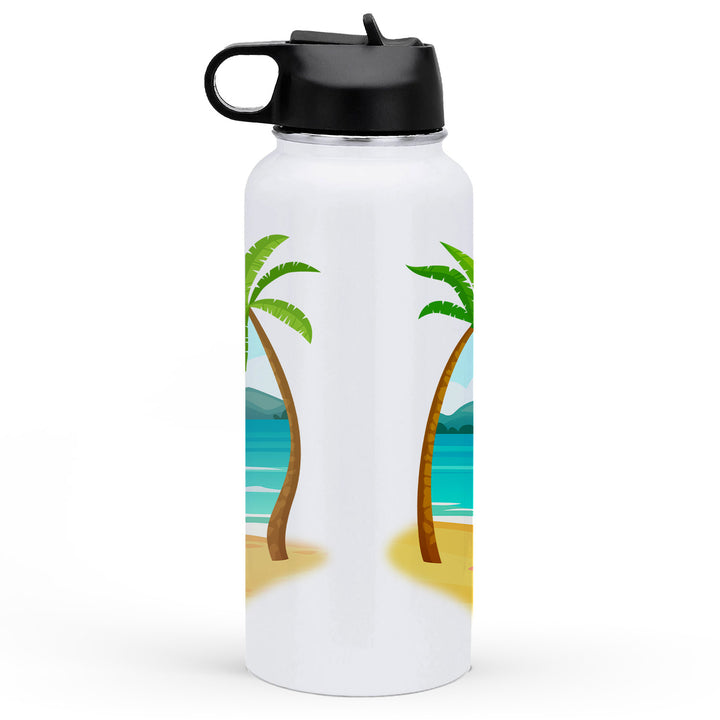 Felicia The Flamingo Hula Time 32oz Insulated Water Bottle Back