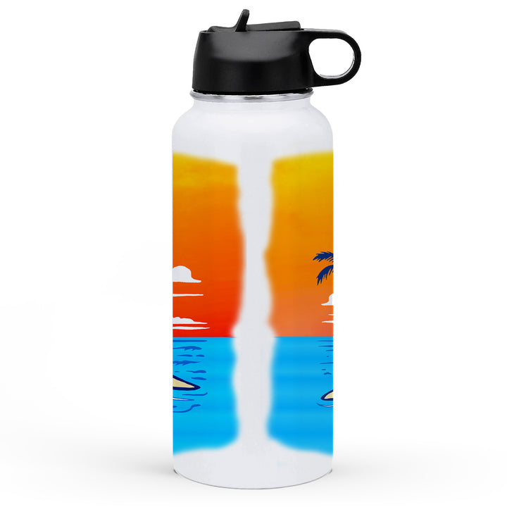 Somewhere There Is An Island 32oz Insulated Water Bottle Back