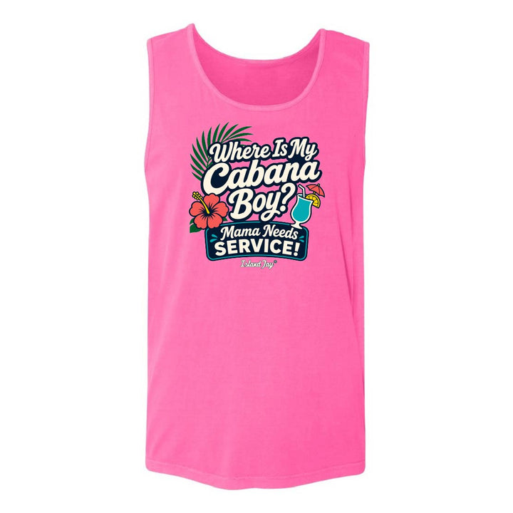 Pink tank top with humorous graphic design on a white background