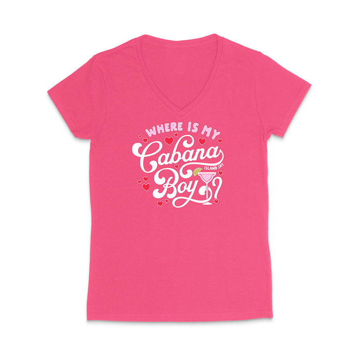 Pink t-shirt with white text and graphics on a white background