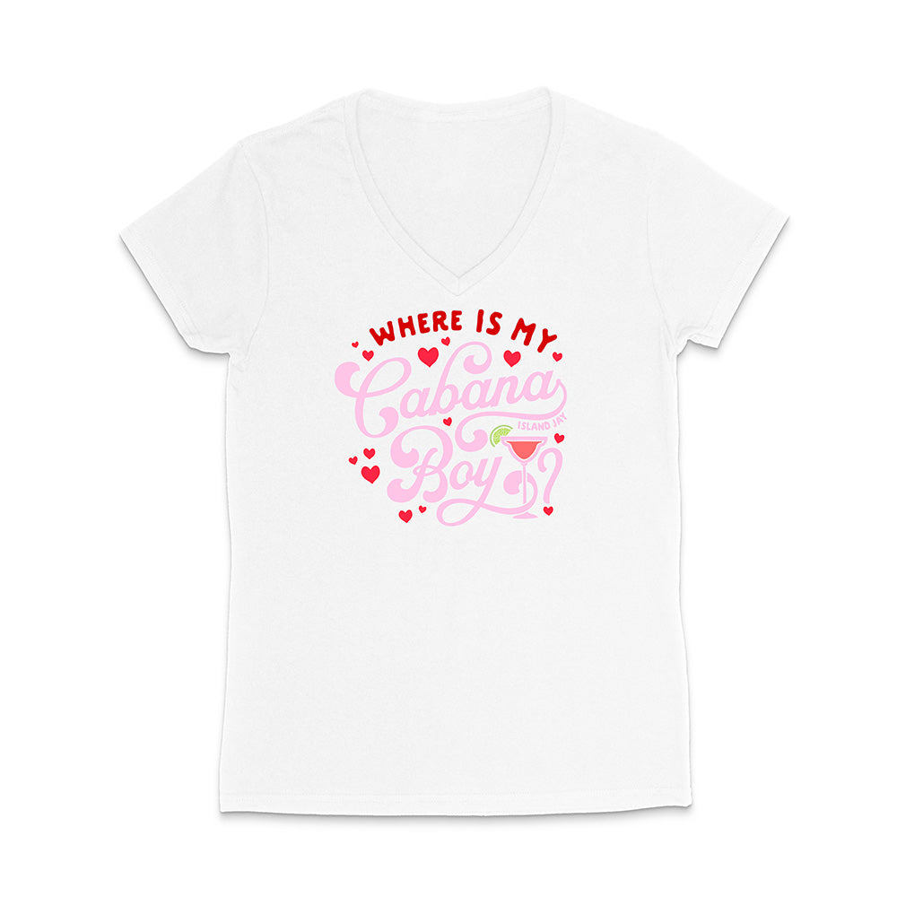 White t-shirt with colorful text and graphics on a white background