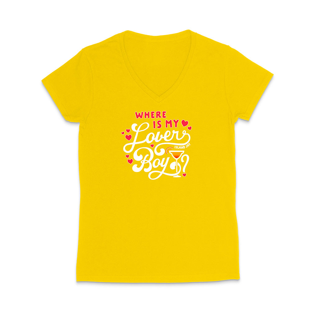 Yellow t-shirt with a printed design on a white background
