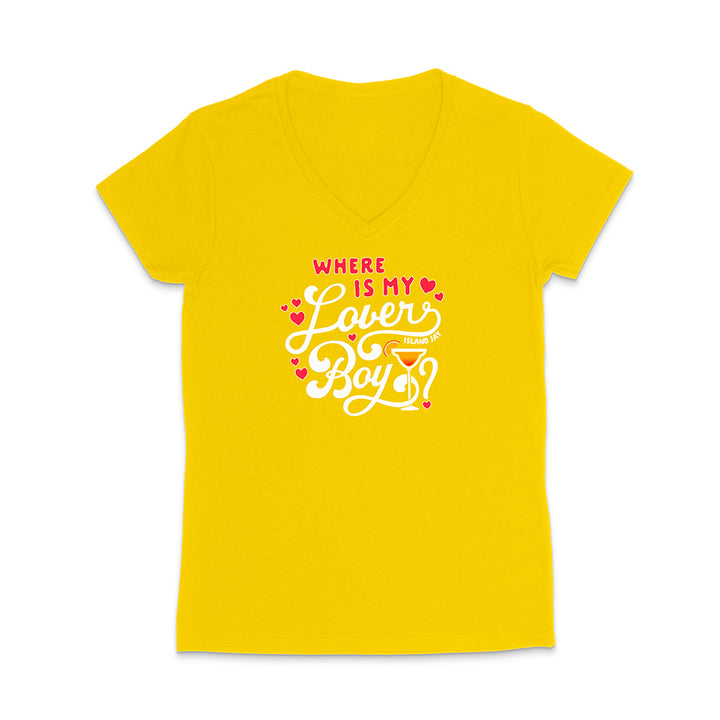 Yellow t-shirt with a printed design on a white background